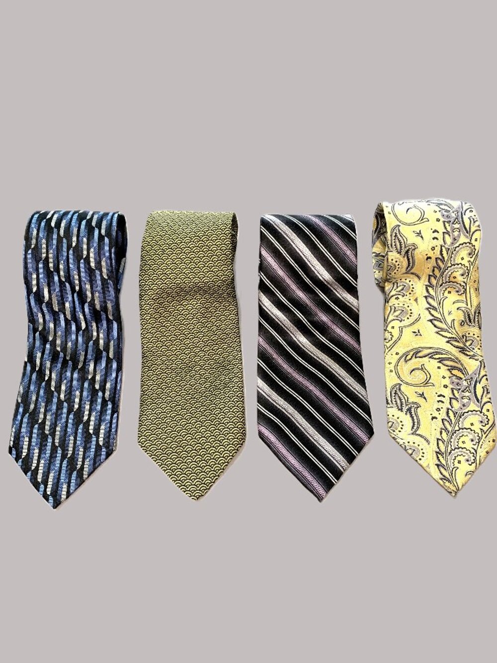 4 100% Silk Ties Van Heusen Pierre Cardin Brooks Brothers Blue Gold Men